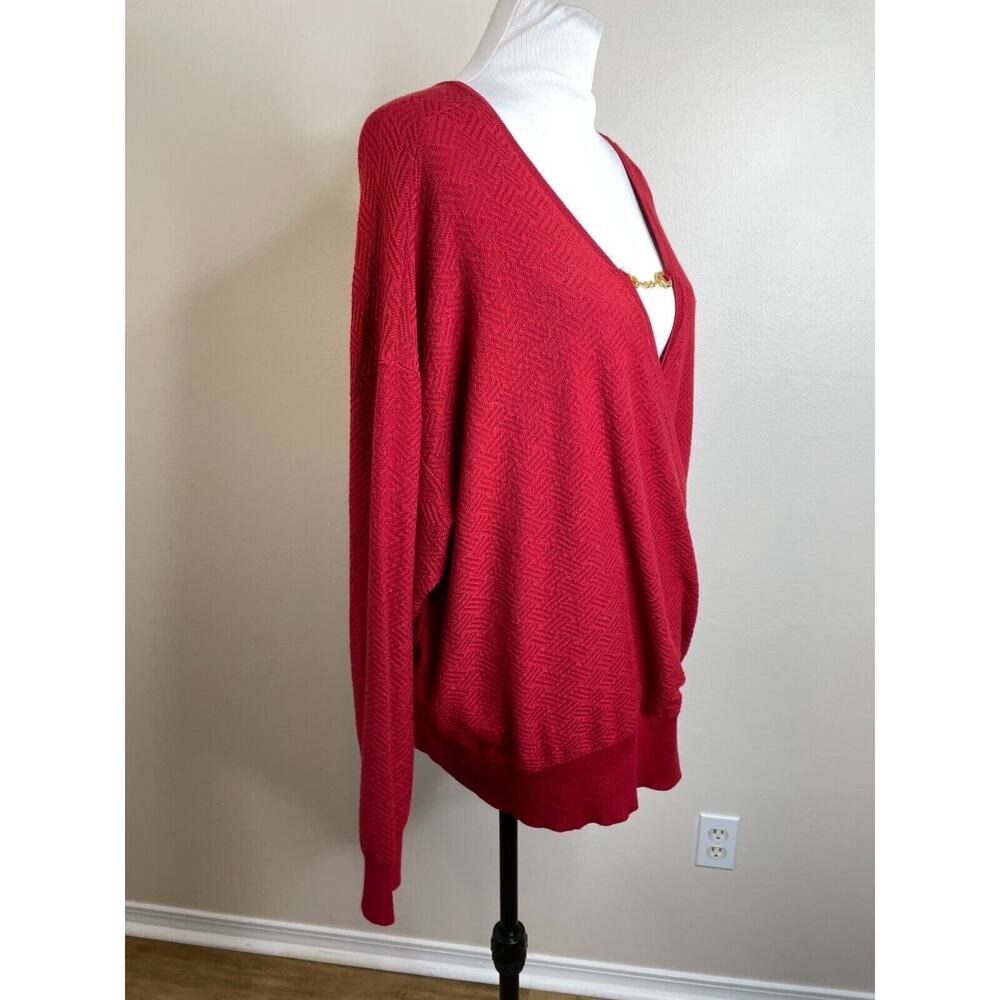 89th + Madison 2 in 1 Sweater Size 3X Fireclay Red Pullover Gold Trim NWT - Picture 7 of 12